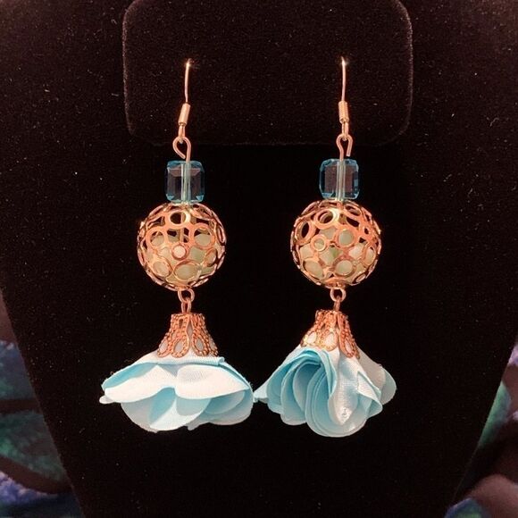 🌷 Handmade 14k gold over 925 Dangle Earrings - Picture 4 of 8